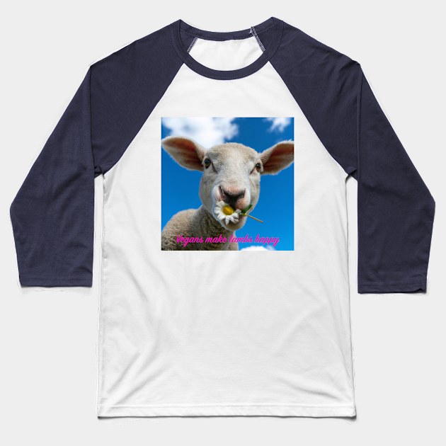 Vegans make lambs happy Baseball T-Shirt by fizzy121design